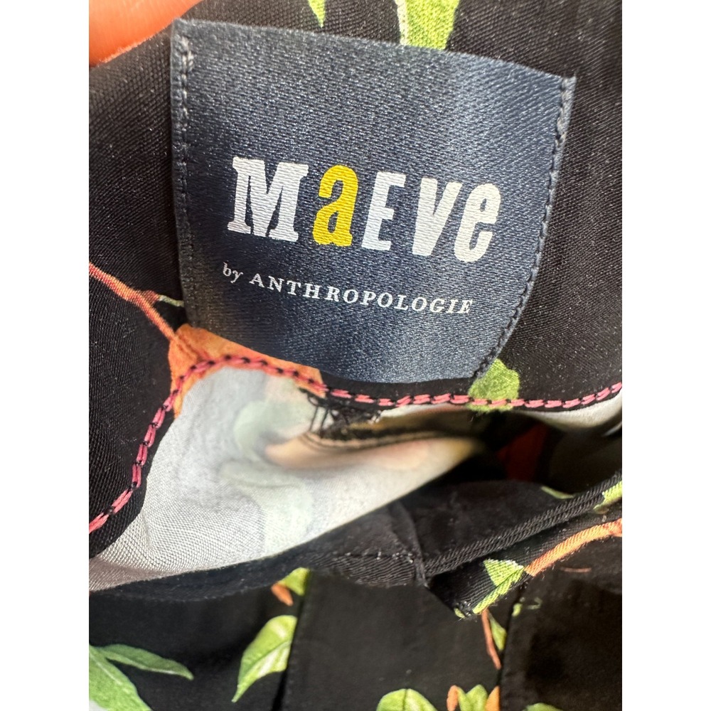 Maeve x Anthropologie Colette Crop Ankle Wide-Leg Pants Black Peach Print 33 - Picture 5 of 15